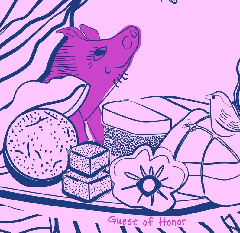 The Luau Guest of Honor – Pink Hawaiian Tea Towel, Funny Ironic Kitchen Towel Gift