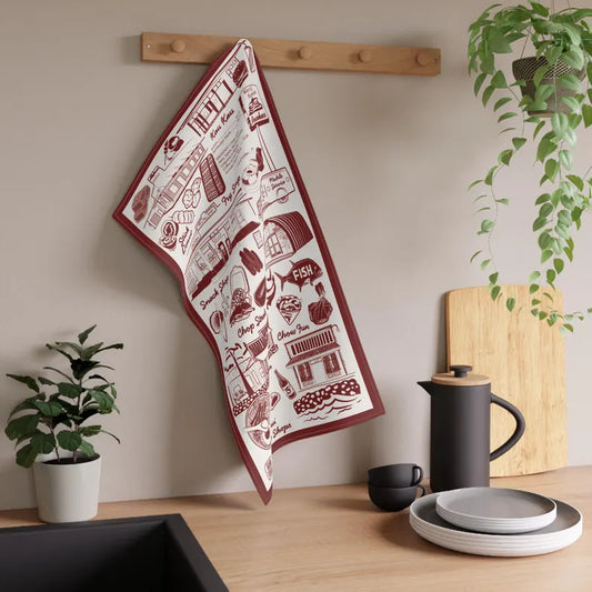 Maui Mom & Pop Shops, Old Time Aloha Kitchen Towel, Red